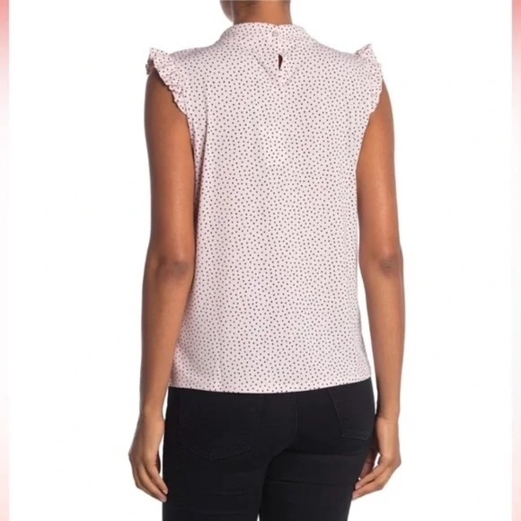 *ADRIANNA PAPELL* Pink x Black Ruffle Neck Fashion Tank Top Size Large - Picture 2 of 12